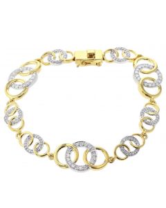 1ctw Diamond Bracelet Womens Linked Circle Design Tennis Bracelet Yellow Gold-Tone Silver