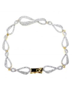 2ctw Diamond Ladies Tennis Bracelet Fancy Infinity Desing Yellow Gold-Tone Silver