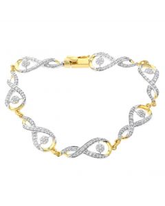 Womens Diamond Bracelet Infinity Design Yellow Gold-Tone Silver 1.46ctw Diamond Ladies Bracelet