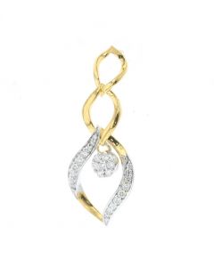 Diamond Drop Pendant for Her Yellow Gold-Tone Silver 1/4ctw Diamond Linked Leaf Style