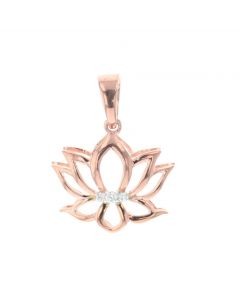 Lotus Leaf Diamond Pendant for Women Rose Gold-Tone Silver 0.07ctw