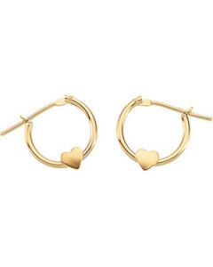 Youth Hoop With Heart Earring 14K White Gold 10.00 Mm Childrens Hoop With Heart Earring