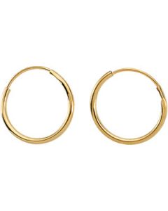 Youth Endless Hoop Earring 14K Yellow Gold Pair 14.00 Mm Childrens Endless Hoop Earring