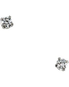 Youth Cubic Zirconia Earring 14K White Gold Pair 03.00 Mm Childrens Cubic Zirconia Earring