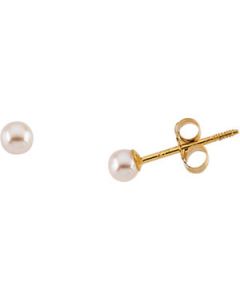 Youth Pearl Earring 14K Yellow Gold Pair 04.00 Mm Childrens Pearl Earring