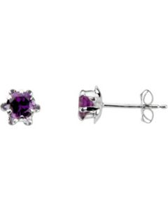 Youth Birthstone Earring 14K White Gold Pair February Teen Birthstone Earring
