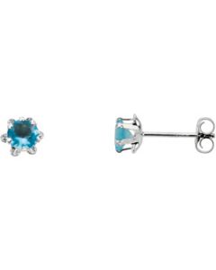 Youth Birthstone Earring 14K White Gold Pair March Teen Birthstone Earring