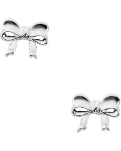 Childrens Bow Earring 14K White Gold Pair 07.50 X 09.00 Mm Childrens Bow Earring