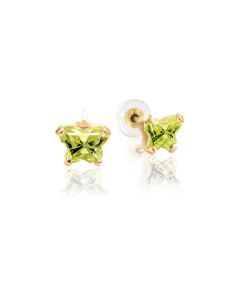 14kt Yellow August Bfly® CZ Birthstone Youth Earrings with Safety Backs & Box