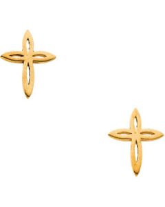 Childrens Cross Earring 14K Yellow Gold 10.00X07.75 Mm