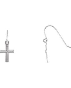 Childrens D/C Cross Shepherd Hook Earring 14K White Gold Pair 19.00X07.00 Mm
