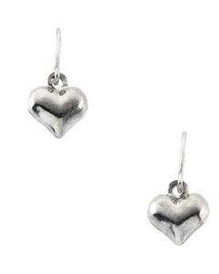 Childrens Puffed Heart Shepherd Hook Earring 14K White Gold Pair 15.00 X 06.00 Mm Childrens Puffed Heart Shepherd Hook Earring