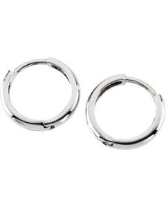 Childrens Hinged Plain Hoop Earring 14K White Gold Pair 10.50X01.75 Mm;P;Childrens Hinged Plain Hoop Earring