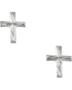 Childrens D/C Cross Earring 14K White Gold Pair 09.00X06.75 Mm;P;Childrens D/C Cross Earring