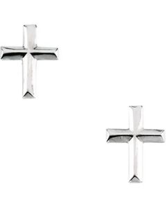 Childrens Polished Cross Earring 14K White Gold Pair 09.00X06.75 Mm;P;Childrens Polished Cross Earring