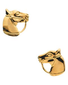 Teen Horse Head Earrings 14K Yellow Gold Pair;P;Teen Horse Head Earrings