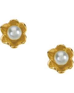 Childrens 02.50 Mm Pearl Earrings With Backs 14K Yellow Gold Pair Children'S 2.5Mm Pearl Earrings W/Backs