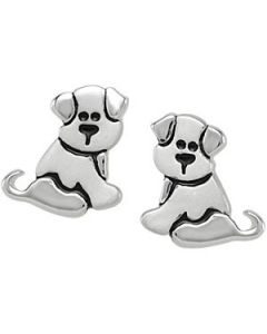 Youth Puppy Earrings W/Friction Post And Packaging Sterling Silver  