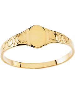 Youth Oval Signet Ring 14K Yellow Gold 03.00 Mm