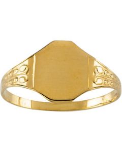 Youth Signet Filigree Ring 14K Yellow Gold 07.50X06.50 Mm