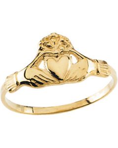 Youth Claddagh Ring 14K Yellow Gold 07.00 Mm