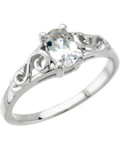 Youth Imitation Birhtstone Ring 14K White Gold April Teen Imitation Birhtstone Ring
