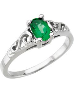 Youth Imitation Birthstone Ring 14K White Gold May;P;Teen Imitation Birthstone Ring