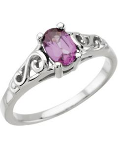 Youth Imitation Birthstone Ring 14K White Gold June;P;Teen Imitation Birthstone Ring