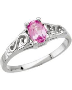 Youth Imitation Birthstone Ring 14K White Gold October Teen Imitation Birthstone Ring