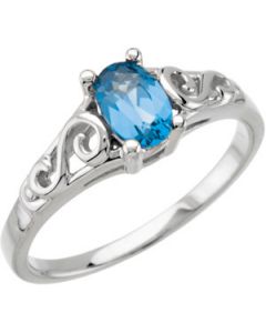 Youth Imitation Birthstone Ring 14K White Gold December Teen Imitation Birthstone Ring