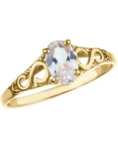 Youth Imitation Birthstone Ring 14K Yellow Gold April