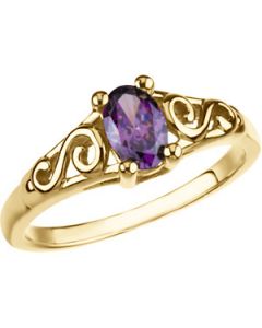 Youth Imitation Birthstone Ring 14K Yellow Gold February