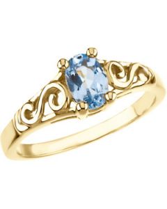 Youth Imitation Birthstone Ring 14K Yellow Gold March