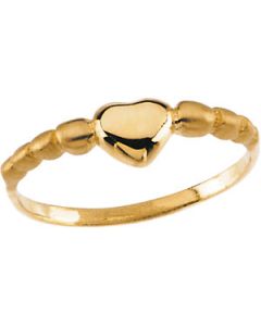 Youth Heart Ring 14K Yellow Gold 04.25 Mm;P;Childrens Heart Ring