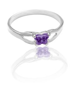 Bfly Cz Birthstone Ring W/Box N\A  February Ring W/ Box