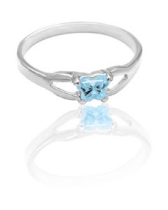 Bfly Cz Birthstone Ring W/Box N\A  March Ring W/Box