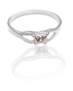 Bfly Cz Birthstone Ring W/Box N\A  April Ring W/Box