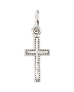 Youth Cross Pendant W/Chain 14K White Gold 11.00X16.50 Mm
