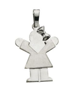 Kids Love Girl Pendant 14K White Gold 19.50X14.00 Mm Kids Love Girl Pendant