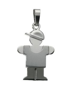 Kids Hugs Boy Pendant 14K White Gold 20.50X13.50 Mm Kids Hugs Boy Pendant