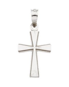 Youth Cross Pendant With 15 Chain 14K White Gold 15.00X10.50 Mm;P;Childrens Cross Pendant With 15 Chain
