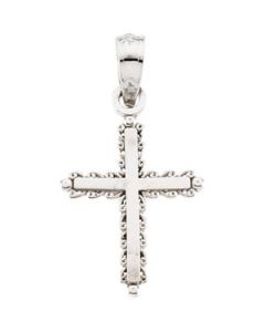 Youth Ornate Cross With 15 Chain 14K White Gold 14.00X11.50 Mm;P;Childrens Ornate Cross With 15 Chain