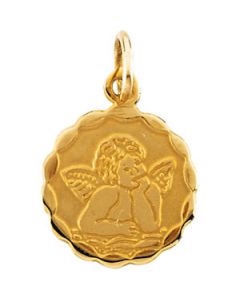 Youth Guardian Angel Pendant With 15 Chain 14K Yellow Gold 09.75X09.25 Mm;P;Childrens Guardian Angel Pendant With 15 Chain