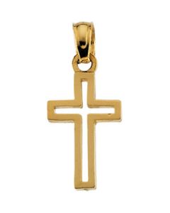 Youth Cross With 15 Chain 14K Yellow Gold 12.75X08.00 Mm;P;Childrens Cross With 15 Chain