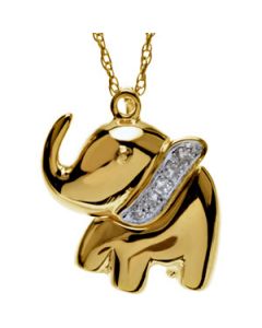 Ellie The Elephant Waggles Pendant With Chain 14K Yellow (Rhodium Plated) Gold 12.25X14.50 Mm;P;Ellie The Elephant Waggles Pendant