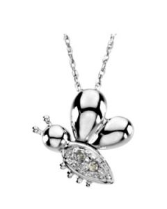 Barb The Bee Waggles Pendant With Chain 14K White Gold 11.75X11.75 Mm;P;Barb The Bee Waggles Pendant