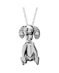 Daisy The Dog Waggles Pendant With Chain Sterling Silver  17.25X09.00 Mm Daisy The Dog Waggles Pendant
