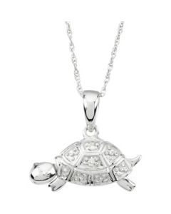 Trudy The Turtle Waggles Pendant W/Chain Sterling Silver  07.75X16.00 Mm Trudy The Turtle Waggles Pendant