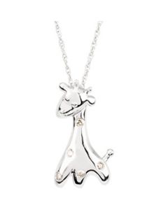 Gert The Giraffe Waggles Pendant W/Chain 14K White Gold 17.25X08.50 Mm Gert The Giraffe Waggles Pendant