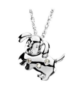 Dottie The Dog Waggles Pendant With Chain Sterling Silver  14.25X16.50 Mm